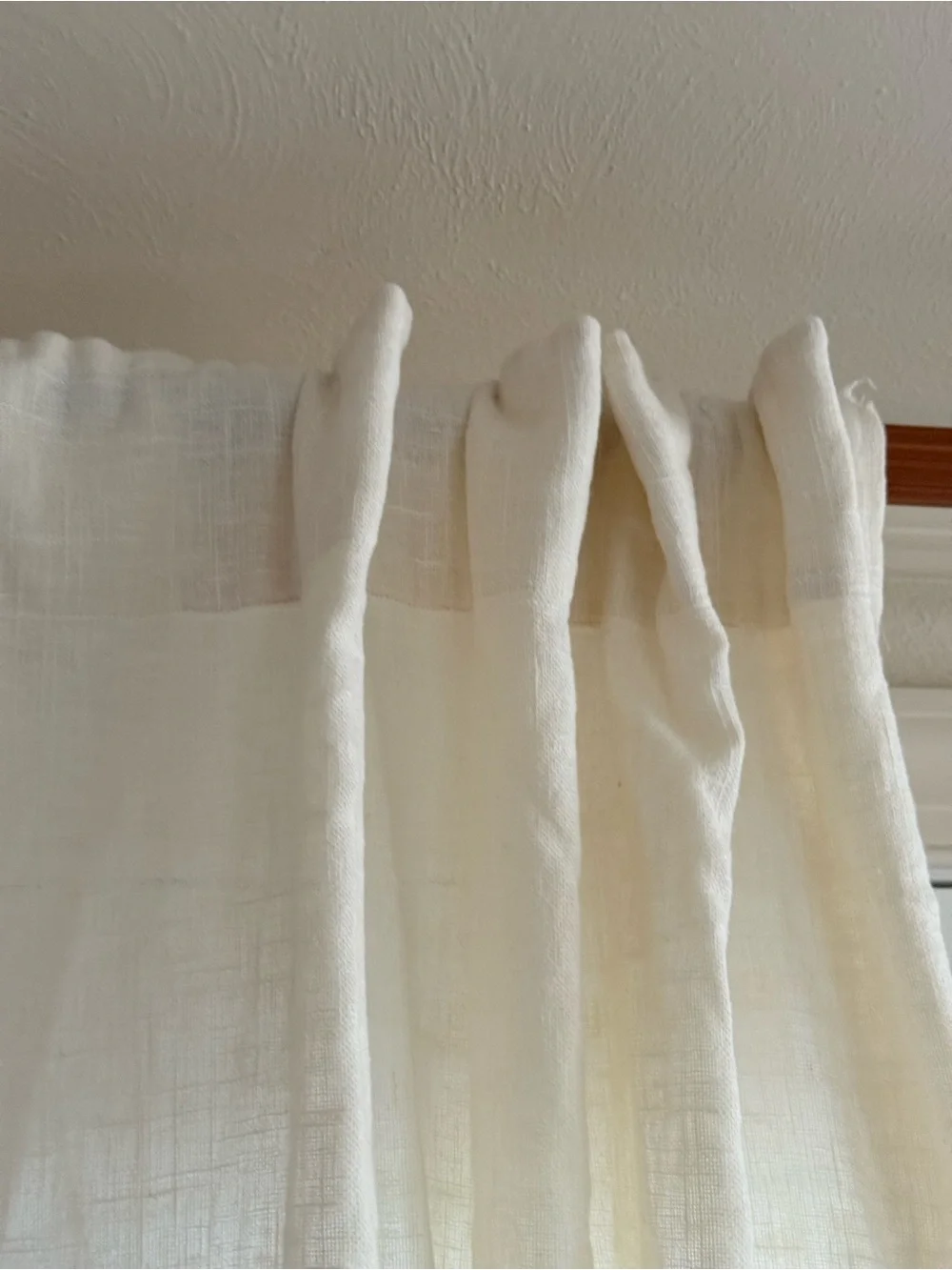 West Elm Cream Curtains Taupe Botanical Motif linen cotton 48x96/2 panels *flaw*